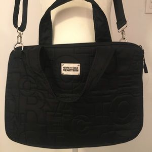 Kenneth Cole black logo embossed laptop bag